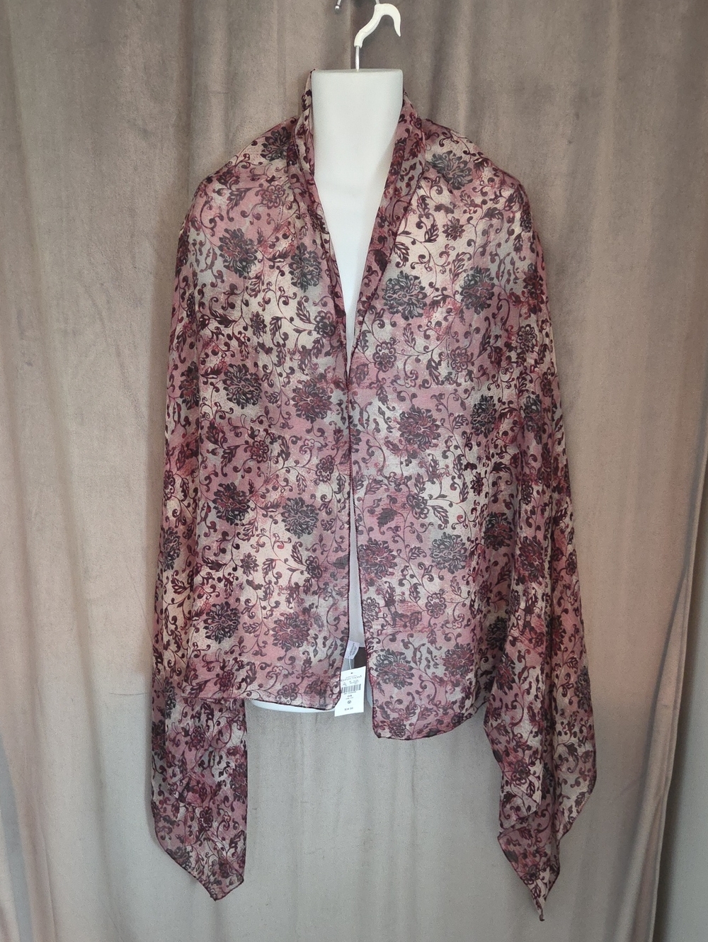 NWT Northern Reflections Pink Floral Sheer Wrap Scarf